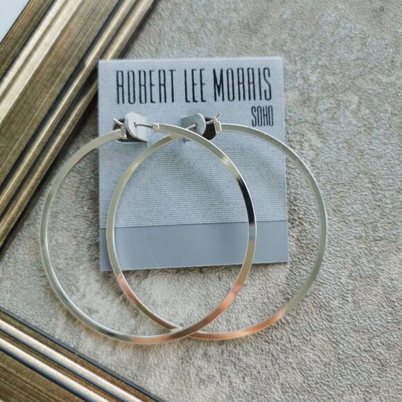ROBERT LEE MORRIS Silver Hoop Earrings Elegant Fashion Jewelry - Picture 1 of 4